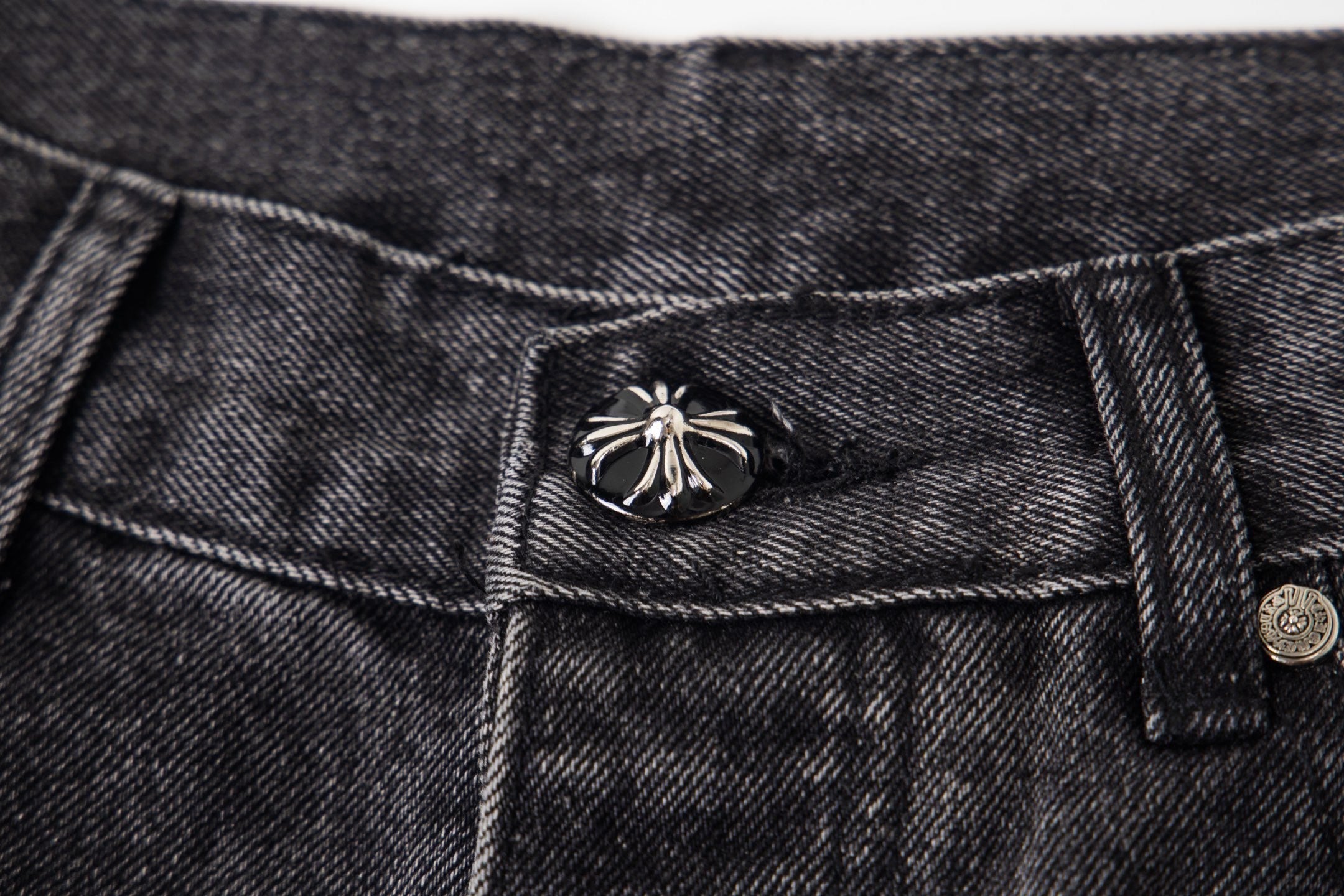 Chrome-Hearts Multi Cross Patch Denim Jeans - Grey Gothic Street Pants 1111