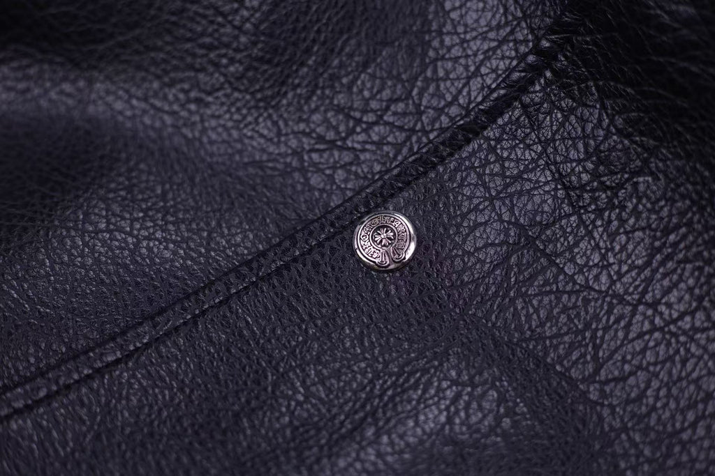 Chrome-Hearts Embroidered Sleeve Varsity Jacket - Black Streetwear Coat 5577