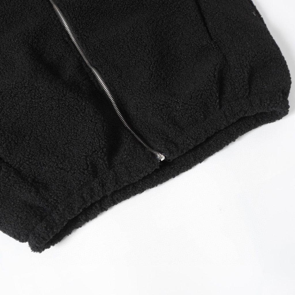 Chrome-Hearts Horseshoe Embroidered Sherpa Jacket - Black Cream Gothic Coat 825