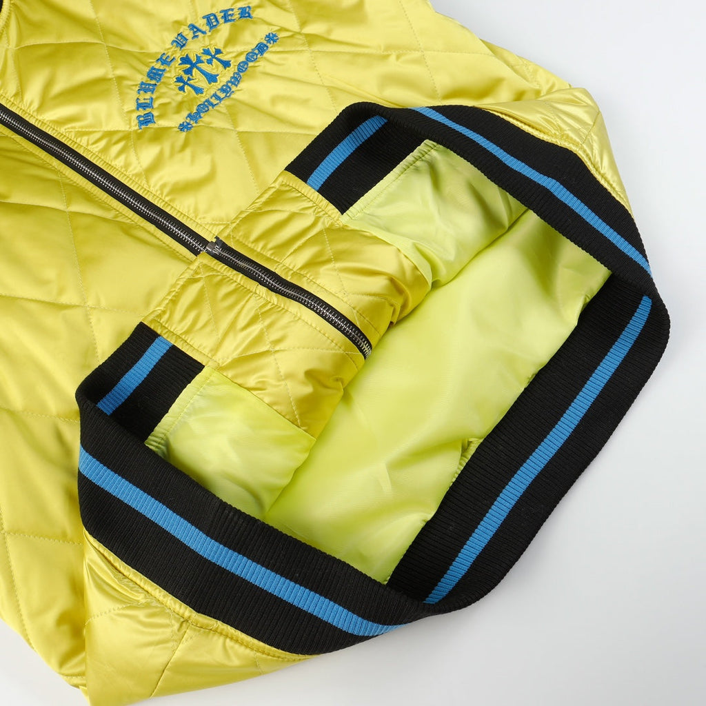 Chrome-Hearts Flaming Youth Bomber Jacket - Yellow Black Graphic Street Coat D10