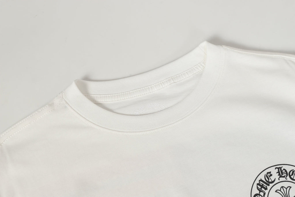 Chrome-Hearts Logo Flag Long Sleeve Tee - Black White Gothic Street T-Shirt K2126