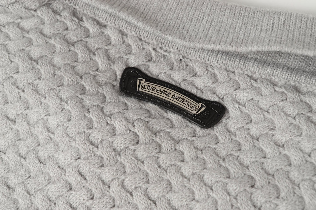 Chrome-Hearts Gothic Cross Knit Cardigan - Black Grey Streetwear Jacket 904