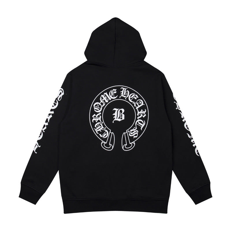 CHH Chrome Heart Hoodie Crowe Horseshoe Burning Cross Print Long Sleeve Sweater
