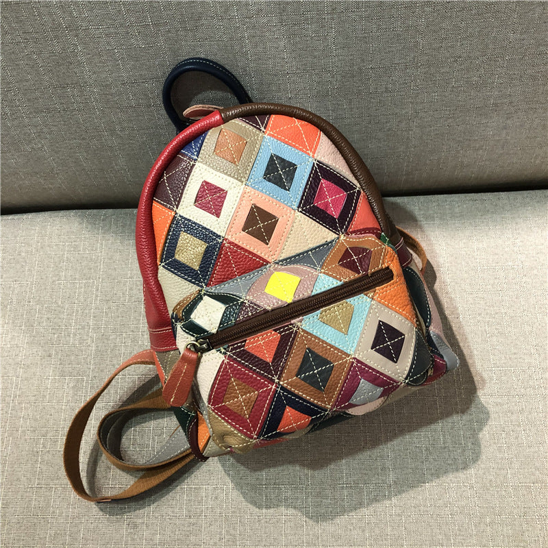 Chh Chrome Heart Leather Bag Handmade Contrast Cowhide Bag Backpack
