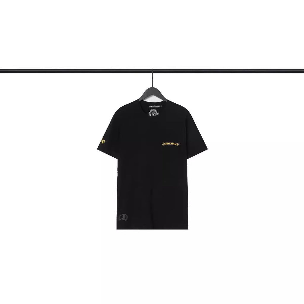 CHH Chrome Heart T Shirts Sanskrit Large Logo Cross Print Short Sleeve T-Shirt