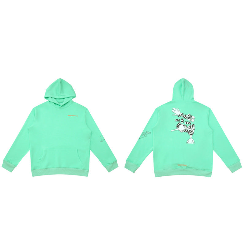 CHH Chrome Heart Hoodie Crowe Sweater High Street Graffiti Zebra Hooded Loose