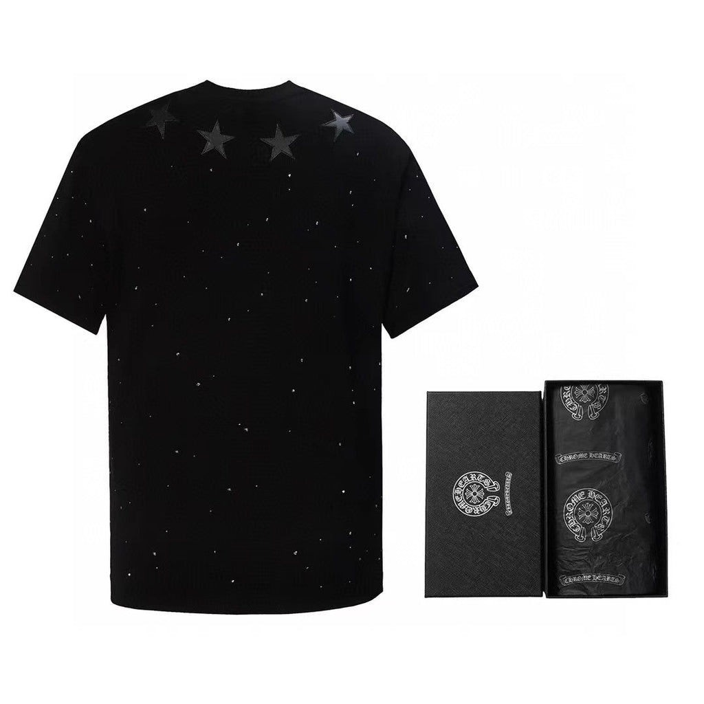 Chh Chrome Hearts T Shirts  Star Hot Diamond Short-sleeved T-shirt