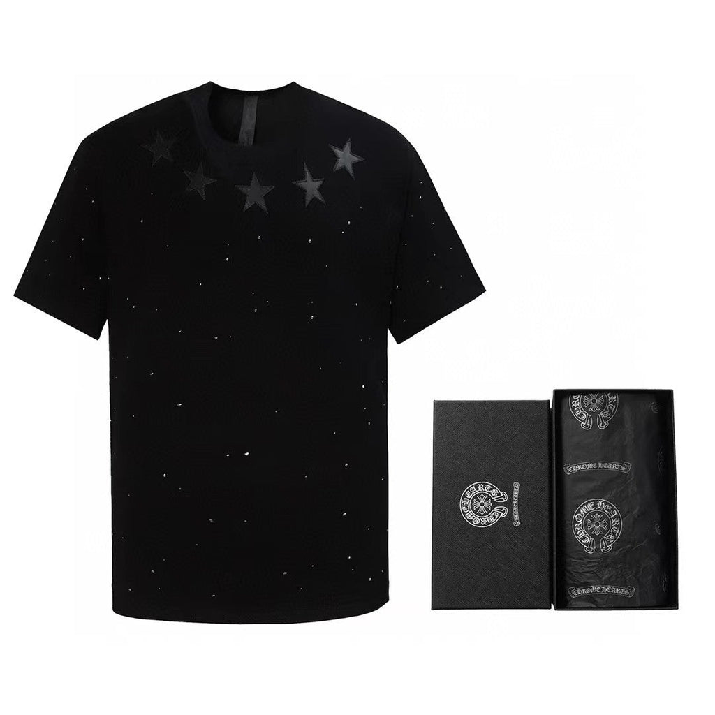 Chh Chrome Hearts T Shirts  Star Hot Diamond Short-sleeved T-shirt