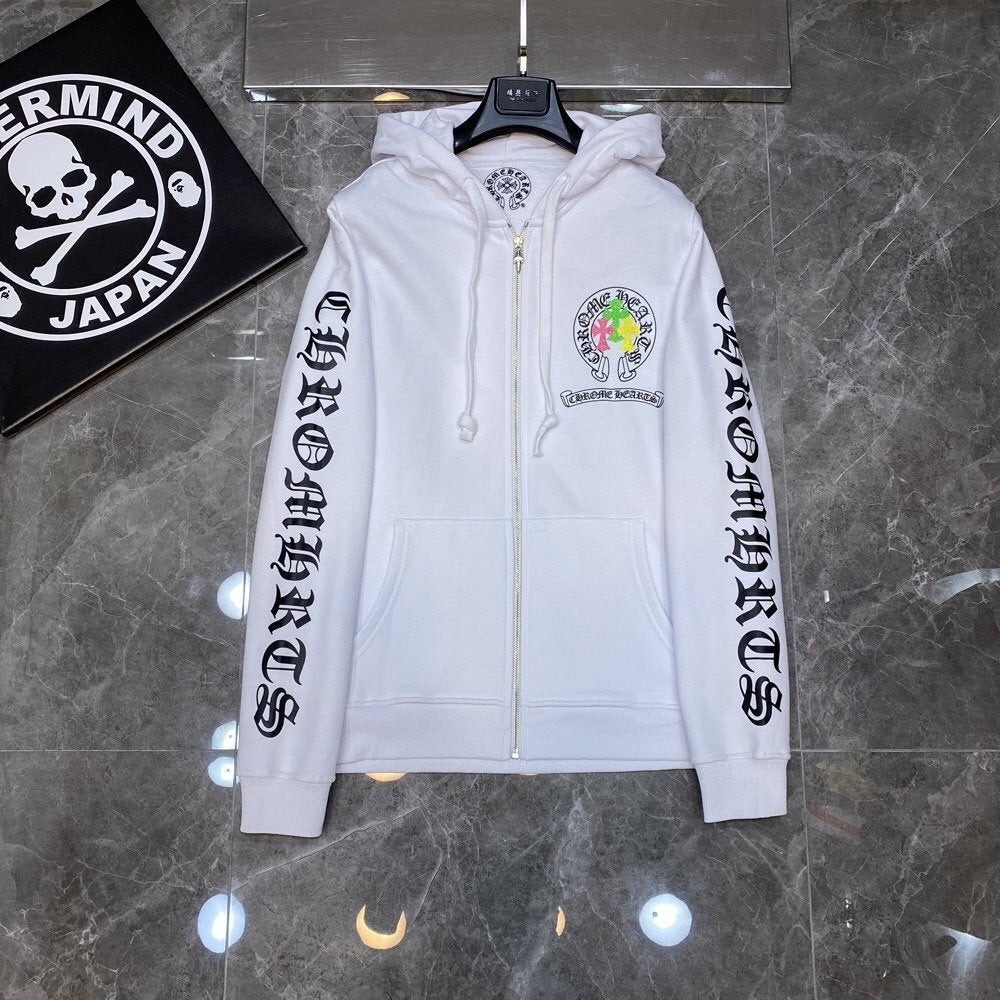 CHH Chrome Heart Hoodie Color Sanskrit Cross Print Casual Hooded Sweater