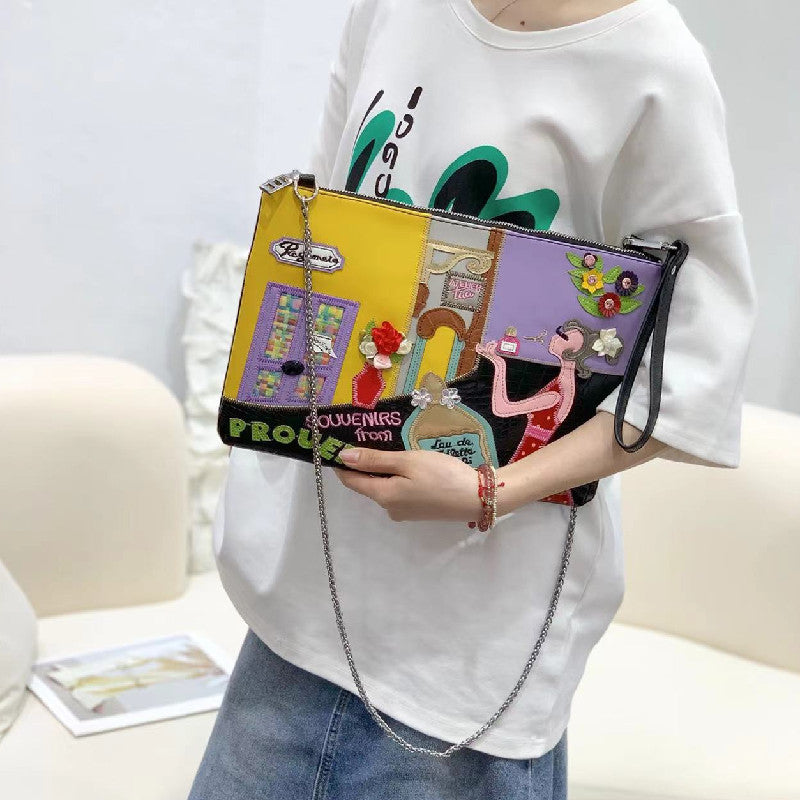 Chh Chrome Heart Leather Bag Embroidered Shoulder Crossbody Bag