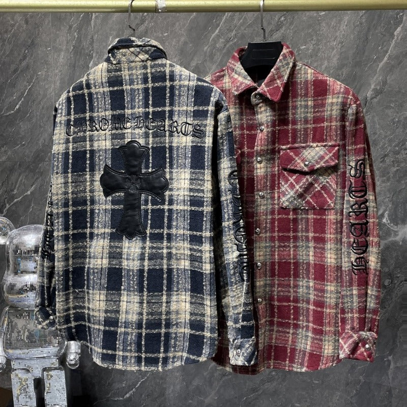 Chh Chrome Hearts T Shirts Men's Multi Shirt Embroidered Leather Retro Casual Long Sleeve Shirt